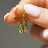 Green Sea Glass Hoops - Gold Vermeil