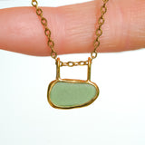Green Sea Glass Necklace - Gold Vermeil