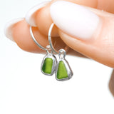 Green Sea Glass Hoops
