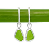 Green Sea Glass Hoops