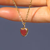 Red Sea Glass Heart Necklace, Gold Vermeil