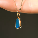 Blue Sea Glass Necklace - Gold Vermeil