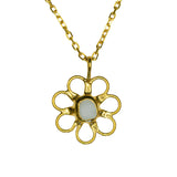 White Sea Glass Flower Necklace -  Gold Vermeil