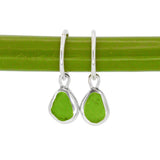 Green Sea Glass Hoops
