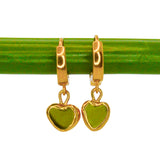 Sea Glass Heart Hoops, Gold Vermeil