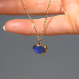 Blue Sea Glass Heart Necklace, Gold Vermeil