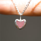 Pink Sea Glass Heart Necklace