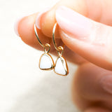 White Sea Glass Hoops - Gold Vermeil
