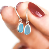 Blue Sea Glass Hoops