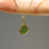 Green Sea Glass Necklace - Gold Vermeil