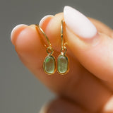 Green Sea Glass Hoops - Gold Vermeil