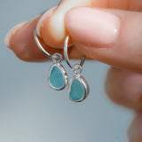 Blue Sea Glass Hoops