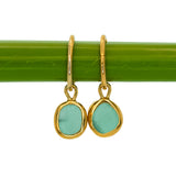 Green Sea Glass Hoops - Gold Vermeil