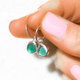 Green Sea Glass Hoops