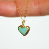 Green Sea Glass Heart Necklace, Gold Vermeil