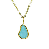 Blue Sea Glass Necklace - Gold Vermeil