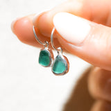 Green Sea Glass Hoops