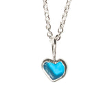 Blue Sea Glass Heart Necklace