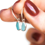 Blue Sea Glass Hoops