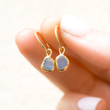 Purple/Blue Sea Glass Hoops - Gold Vermeil