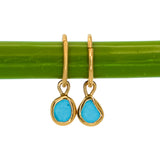 Blue Sea Glass Hoops - Gold Vermeil