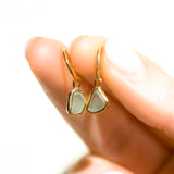Green Sea Glass Hoops - Gold Vermeil