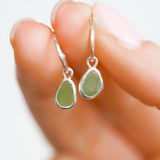 Green Sea Glass Hoops