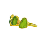 Green Sea Glass, Gold Vermeil - Size O