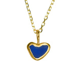 Blue Sea Glass Heart Necklace, Gold Vermeil