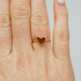 Red Sea Glass Heart Ring - Size M