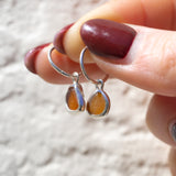Amber Sea Glass Hoops