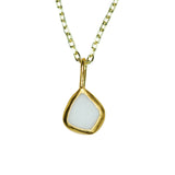 White Sea Glass Necklace - Gold Vermeil