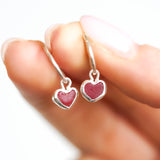 Red Sea Glass Heart Hoops