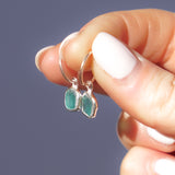 Green Sea Glass Hoops