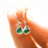 Green Sea Glass Hoops