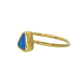 Blue Sea Glass, Gold Vermeil - Size Q