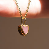 Pink Sea Glass Heart Necklace, Gold Vermeil