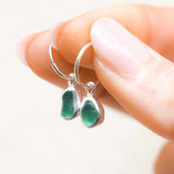 Green Sea Glass Hoops