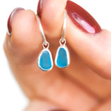 Blue Sea Glass Hoops