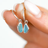 Blue Sea Glass Hoops