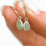 Green Sea Glass Hoops
