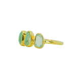 Green Sea Glass, Gold Vermeil - Size Q