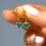 Sea Glass Heart Hoops, Gold Vermeil