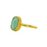 Green Sea Glass, Gold Vermeil - Size N