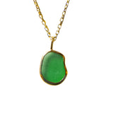 Green Sea Glass Necklace - Gold Vermeil