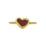 Red Sea Glass Heart, Gold Vermeil - Size P