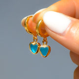 Sea Glass Heart Hoops, Gold Vermeil