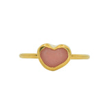Pink Sea Glass Heart, Gold Vermeil - Size N