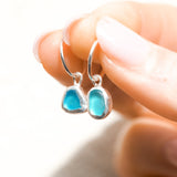 Blue Sea Glass Hoops