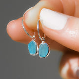 Blue Sea Glass Hoops